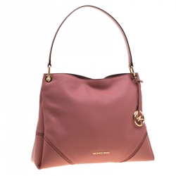Pre Owned Michael Kors Pink Leather Large Nicole Shoulder Bag