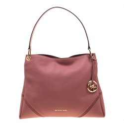 Pre Owned Michael Kors Pink Leather Large Nicole Shoulder Bag