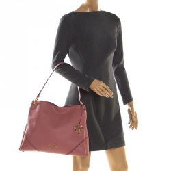 Pre Owned Michael Kors Pink Leather Large Nicole Shoulder Bag