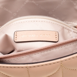 Pre Owned حقيبة كلاتش مايكل كورس بيتون كبيرة جلد بيج