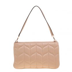 Pre Owned حقيبة كلاتش مايكل كورس بيتون كبيرة جلد بيج