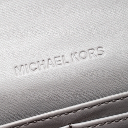 Pre Owned Micheal Kors Grey Quilted Leather Astrid Wallet