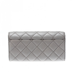 Pre Owned Micheal Kors Grey Quilted Leather Astrid Wallet