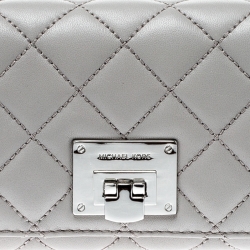 Pre Owned Micheal Kors Grey Quilted Leather Astrid Wallet