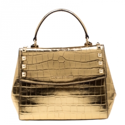 Pre Owned Michael Kors Metallic Gold Leather Karla Satchel