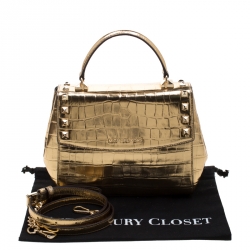 Pre Owned Michael Kors Metallic Gold Leather Karla Satchel