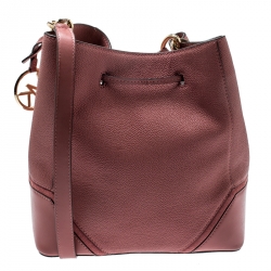 Pre Owned Michael Kors Pink Leather Nicole Bucket Bag