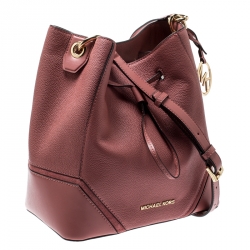 Pre Owned Michael Kors Pink Leather Nicole Bucket Bag