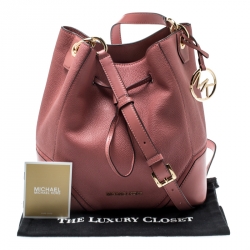 Pre Owned Michael Kors Pink Leather Nicole Bucket Bag