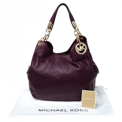 Pre Owned MICHAEL Michael Kors Plum Leather Fulton Shoulder Bag
