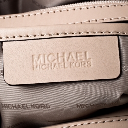 Pre Owned MICHAEL Michael Kors Brown Coated Canvas and Leather Signature Raven Tote 