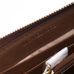 Pre Owned محفظة مايكل كورس بسحاب ملتف جلد وكانفاس بيج