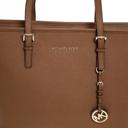 Pre Owned Michael Kors Brown Leather Medium Jet Set Travel Tote