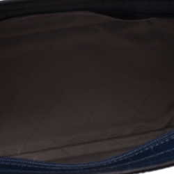 Pre Owned Michael Kors Navy Blue Crocodile Embossed Leather Selma Tote