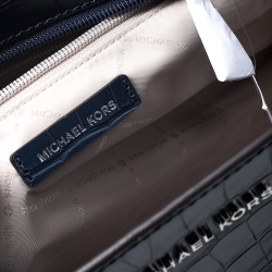 Pre Owned Michael Kors Navy Blue Crocodile Embossed Leather Selma Tote