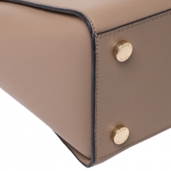 Pre Owned Michael Kors Beige Saffiano Leather Large Selma Tote