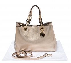 Pre Owned MICHAEL Michael Kors Metallic Gold Leather Medium Cynthia Tote