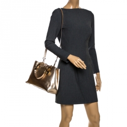 Pre Owned MICHAEL Michael Kors Metallic Gold Leather Medium Cynthia Tote