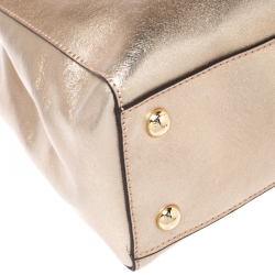 Pre Owned MICHAEL Michael Kors Metallic Gold Leather Medium Cynthia Tote