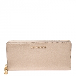 Pre Owned محفظة مايكل كورس كونتيننتال جت ست ترافل جلد ذهبية ميتالك