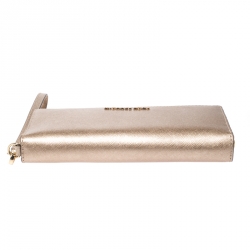 Pre Owned محفظة مايكل كورس كونتيننتال جت ست ترافل جلد ذهبية ميتالك