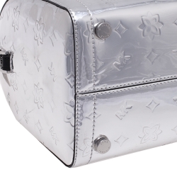 Michael Kors Metallic Silver Mirror Leather Kara Boston Bag