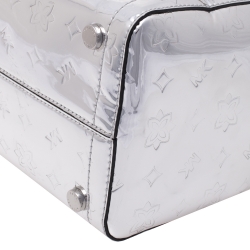 Michael Kors Metallic Silver Mirror Leather Kara Boston Bag