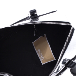 Michael Kors Metallic Silver Mirror Leather Kara Boston Bag