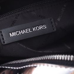 Michael Kors Metallic Silver Mirror Leather Kara Boston Bag