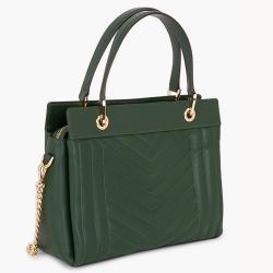 Michael Kors Green Quilted Leather Susan Medium Satchel Bag