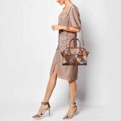 Pre Owned حقيبة ساتشل مايكل كورس كارمن باتشوورك جلد بني