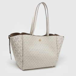 مملوكة مسبقًا Michael Kors Cream Signature Coated Canvas and Leather Freya Tote