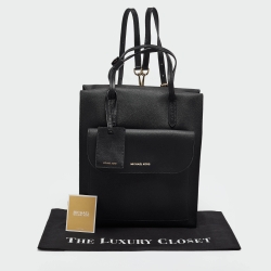 Pre Owned Michael Kors Black Coated Canvas Penny Commuter Backpack