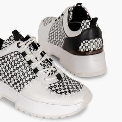 Pre Owned Michael Kors White Leather Cosmo Trainer Sneakers Size EU 38.5