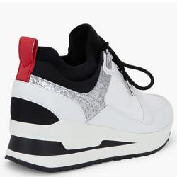 Michael Kors White Leather and Textile Lula Elevated Trainer Sneakers Size EU 40.5
