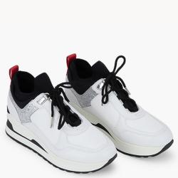 Michael Kors White Leather and Textile Lula Elevated Trainer Sneakers Size EU 40.5