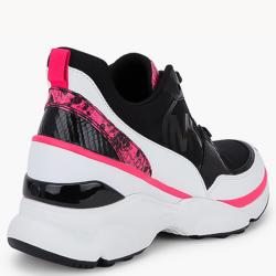 Pre Owned Michael Kors Black Leather and Textile Mickey Elevated Trainer Sneakers Size EU 37