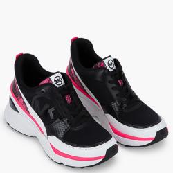 Michael Kors Black Leather and Textile Mickey Elevated Trainer Sneakers Size EU 40