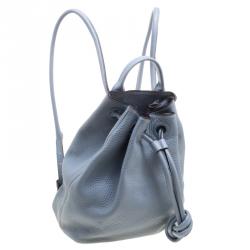 Pre Owned Michael Kors Powder Blue Leather Dalia Drawstring Backpack