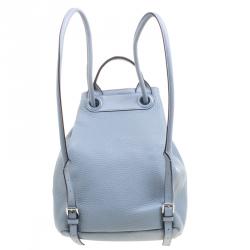 Pre Owned Michael Kors Powder Blue Leather Dalia Drawstring Backpack