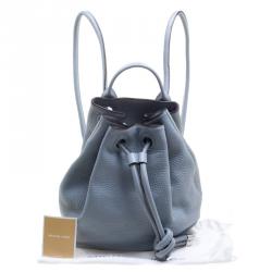 Pre Owned Michael Kors Powder Blue Leather Dalia Drawstring Backpack