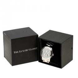 Pre Owned ساعة يد نسائية مايكل كروس MK5544 ران اواي كريستال بافيه ستانلس ستيل فضي 45 مم