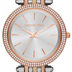 Pre Owned ساعة يد نسائية مايكل كورس دارسي MK3203 فولاذ مطلي ذهب وردي فضية 39مم