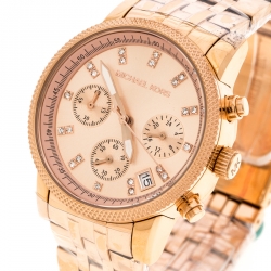 مملوكة مسبقًا Michael Kors Rose Gold Plated Stainless Steel Ritz MK6077 Women's Wristwatch 37 mm