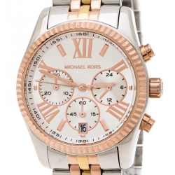Pre Owned Michael Kors Silver Tri-Tone Stainless Steel Lexington MK5735 Women's Wristwatch 38 mm