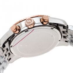Pre Owned Michael Kors Silver Tri-Tone Stainless Steel Lexington MK5735 Women's Wristwatch 38 mm