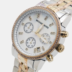 مملوكة مسبقًا Michael Kors Mother of Pearl Tricolor Stainless Steel Ritz MK5650 Women's Wristwatch 36 mm 