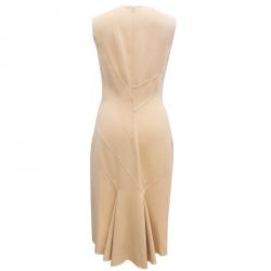 Pre Owned Michael Kors Nude Beige Sleeveless Wool Dress S