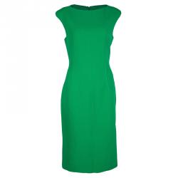 Pre Owned Michael Kors Green Wool Sleeveless Sheath Dress L