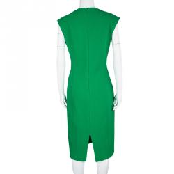Pre Owned Michael Kors Green Wool Sleeveless Sheath Dress L